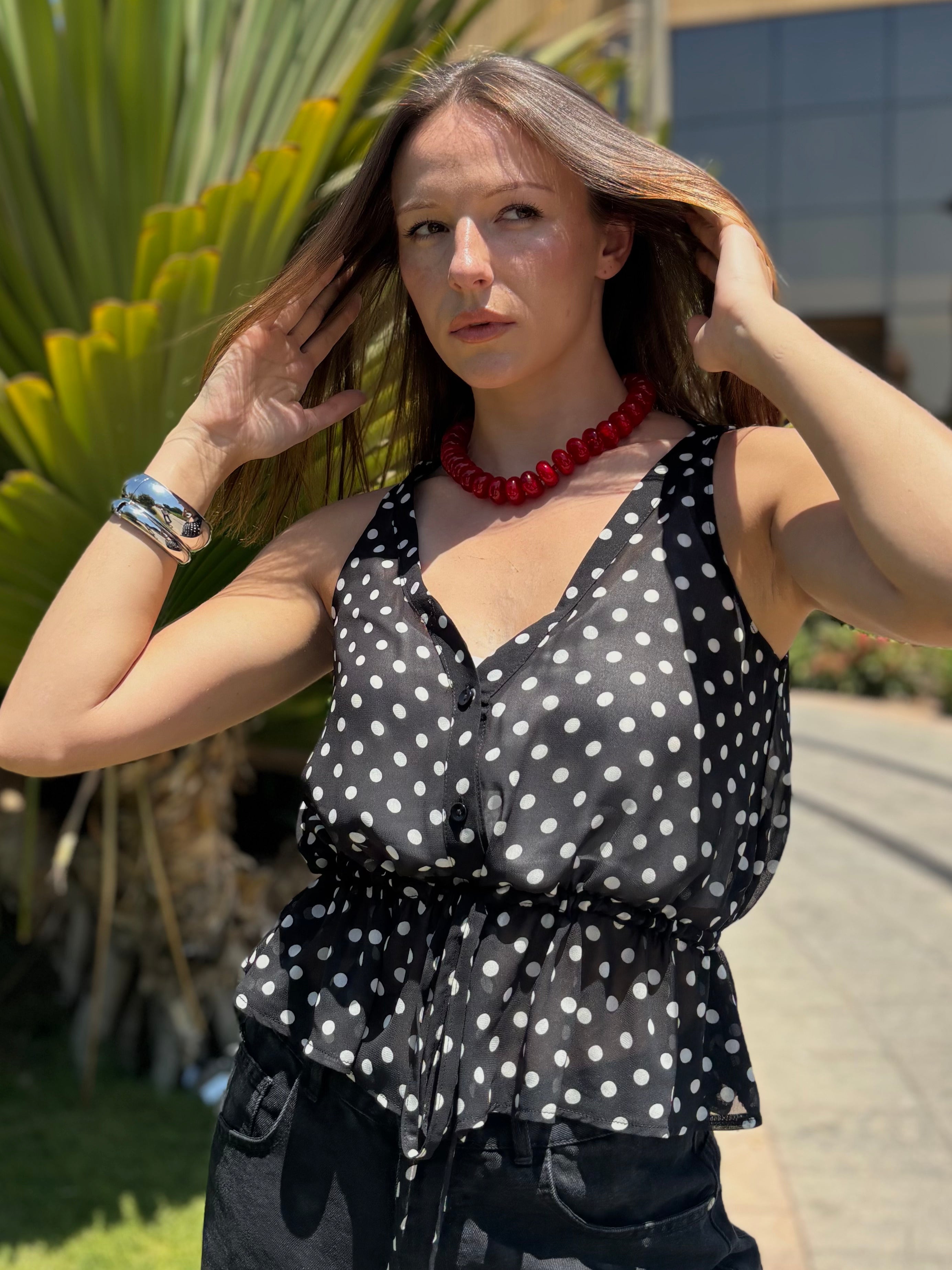 Chiffon Polka Dots Top