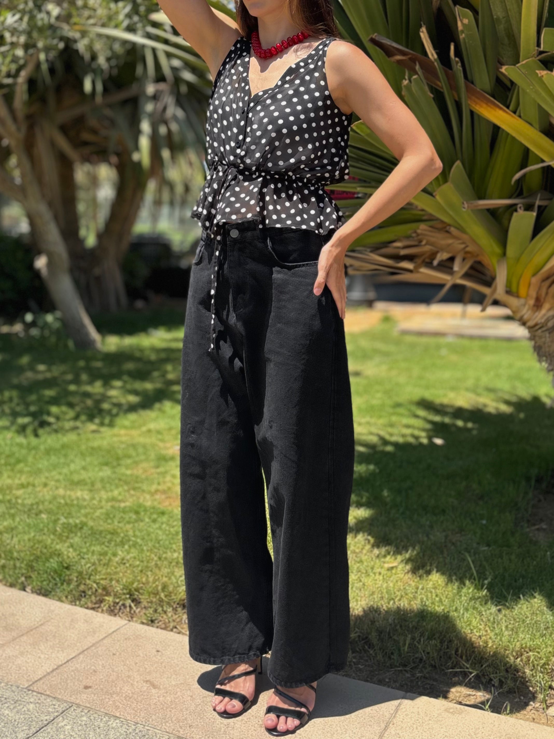 Chiffon Polka Dots Top